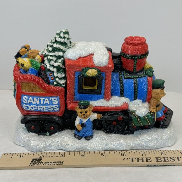 Vtg Accents Unlimited Santas Express Light-Up Christmas Train Figurine Set Bears - Picture 10 of 16
